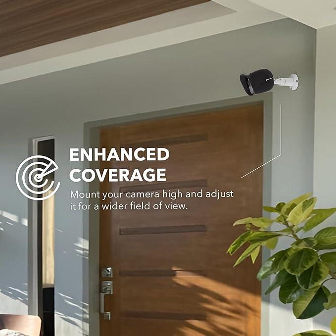 Wasserstein Adjustable Metal Wall Mount for Arlo Essential 3rd Gen/2nd/1st/Go 2/Arlo Pro (6th Gen)/Pro 5S 2K/Pro/4/3/Ultra (3rd Gen)/Ultra 2/Ultra & Ring Stick Up Cam (Battery/Plug-In) (4-Pack, White)