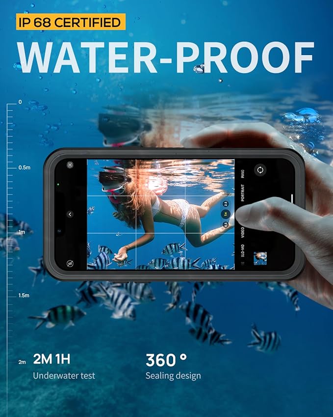 Lanhiem for iPhone 14 Magnetic Case, Waterproof Dustproof Shockproof Case with Built-in Screen Protector Compatible with Magsafe, Full Body Protective Cover for iPhone 14 6.1 inch -Black