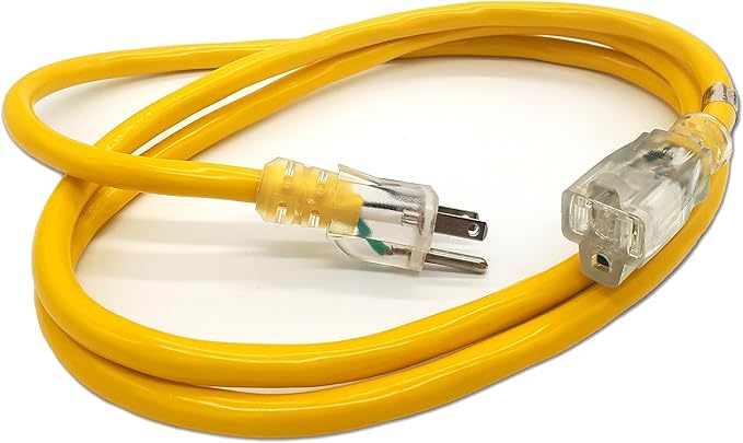 6 ft Short Outdoor Extension Cord Waterproof - 12 Gauge Heavy Duty Extension Cord 6 ft - Lighted Outdoor Extension Cords - Watts Wire - 6' Grounded