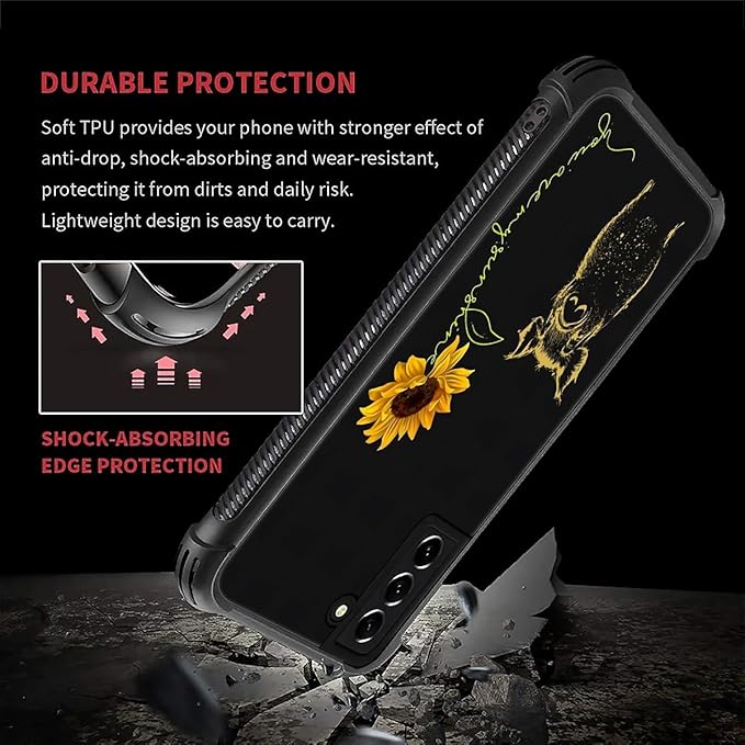 for Samsung Galaxy S22 Plus Case, Pig Sunflower Yellow Sunshine Pattern Graphic Design Girl Boy Soft Silicone Hard Acrylic Shock Protection for Samsung Galaxy S22 Plus