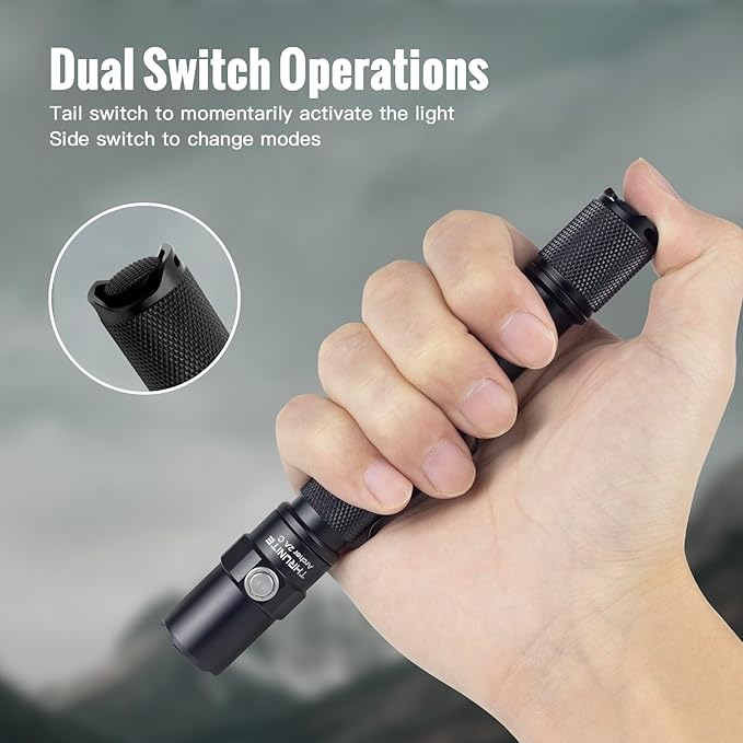 ThruNite Archer 2A C LED Rechargeable Flashlight, High 1000 Lumens AA Flashlight with Lanyard, IPX8 Waterproof Dual Switch Small Outdoor Light for Hiking, Camping, Everyday Use, EDC - CW