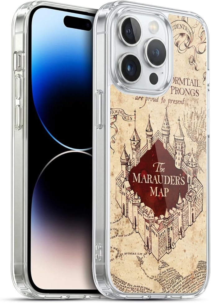 Head Case Designs Officially Licensed Harry Potter The Marauder's Map Prisoner of Azkaban II Gel Case [Military Grade Protection] Compatible with Apple iPhone 14 Pro and Compatible with MagSafe