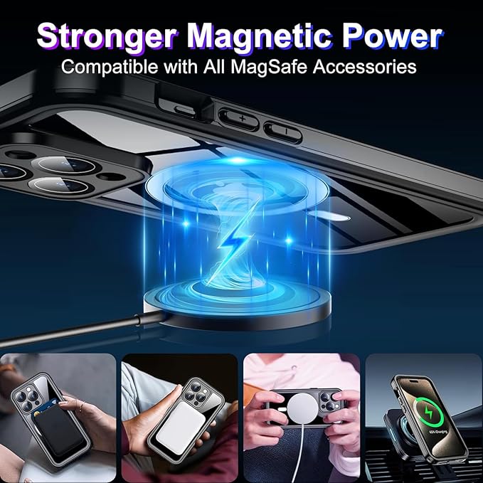 2025 New Designed for iPhone 15 Pro Max Case Waterproof, [Compatible With MagSafe][Built-in Screen & Camera Protector][Full Body Shockproof][IP68 Underwater][Dustproof][Dropproof] Phone Case 6.7"