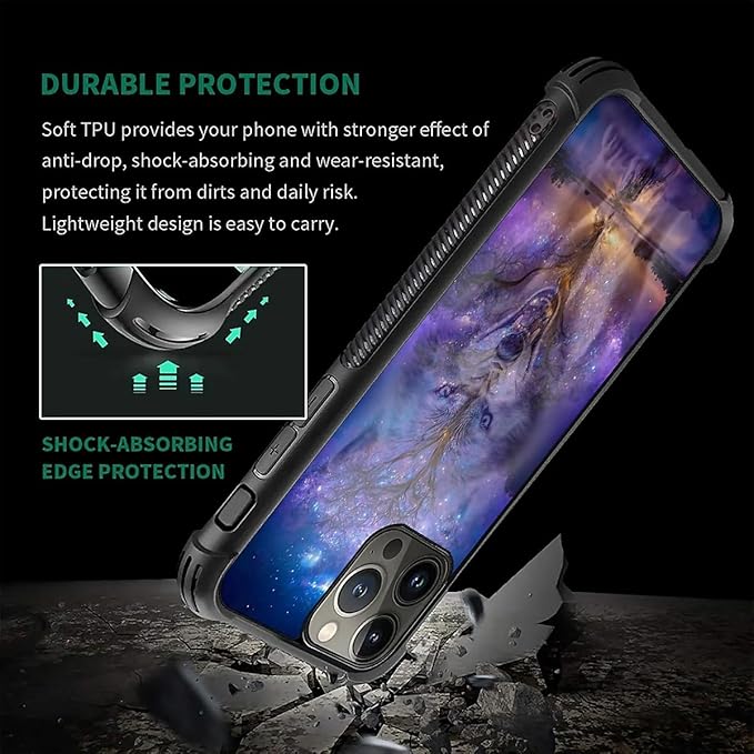for iPhone 16 Pro Case, Wolves in The Woods Pattern Graphic Design Girl Boy Soft Silicone Hard Acrylic Shock Protection for iPhone 16 Pro