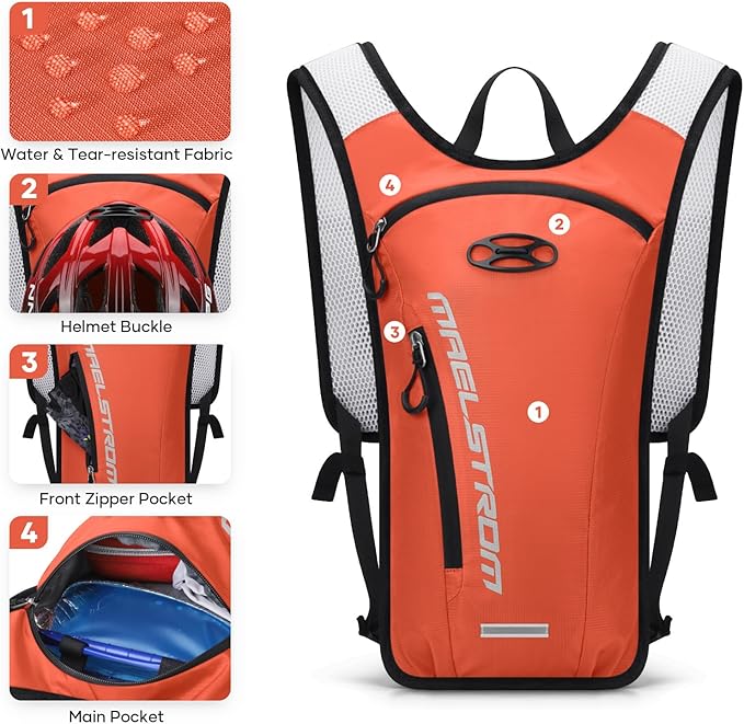Maelstrom Hydration Backpack, Hiking Backpack with 2L Water Bladder, Running Hydration Vest for Cycling Hiking Rave for Men Women