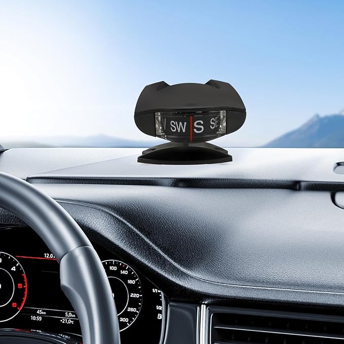 Auto Compass for Car Dashboard with Adjustable Inclinometer and Suction Mount, Car Navigation Compass Ball Suitable for Vehicle and Outdoor Use