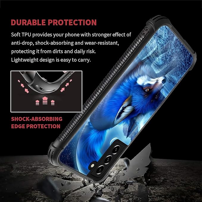 for Samsung Galaxy S21 Plus Case, Snowy Mountain Fox Lake Pattern Graphic Design Girl Boy Soft Silicone Hard Acrylic Shock Protection for Samsung Galaxy S21 Plus
