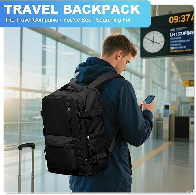 WONHOX Large Travel Backpack Carry on Flight Approved Laptop Work Business Backpack for Women Men Mochila de Viaje