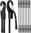 8-Piece 48-inch Adjustable Bungee Cords with Hooks, Heavy Duty Outdoor Carabiner Bungee Straps, Easily Adjust from 7" to 48", Black Super Elastic Cord for Cargo, Camping, Bike Racks, Tents
