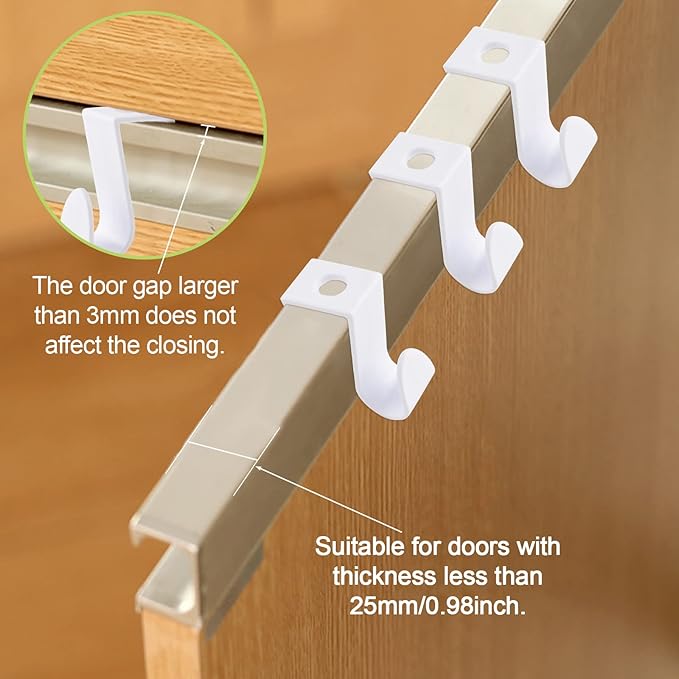 Over Cabinet Door Hooks, 16Pcs Plastic Multi-Purpose Over The Cupboard Drawer Hooks Space-Saving Hanger Extender Clips for Kitchen Bathroom Bedroom (White)