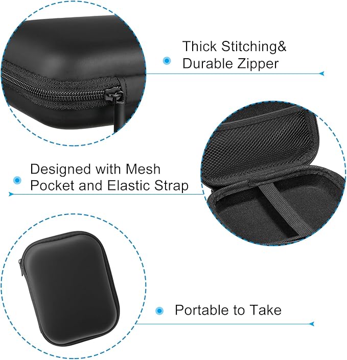 PATIKIL 6.3x5.12 Electronic Organizer Case, 1Pcs EVA Hard Waterproof Rectangle Travel Carrying Case with Zipper for Digital Multimeter, Camera, Charger Cord, Earphone, Black