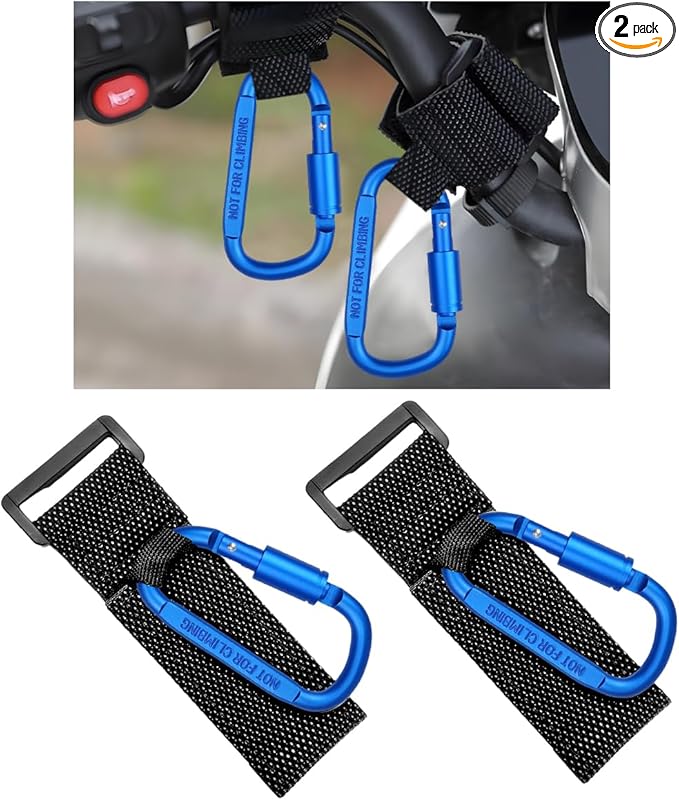 KVAEY 2 Pack Multipurpose Hook for Hanging Helmet, Goggle, Headsets, Durable Carabiners, Roll Bar Accessory Hook Hanger (Blue)