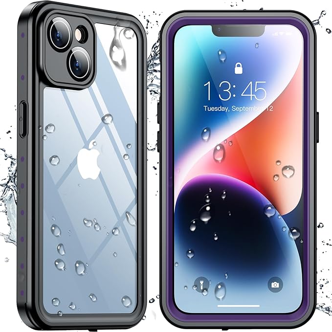 SPIDERCASE for iPhone 14 Case Waterproof, Built-in Lens & Screen Protector, Full Heavy Duty Protection, 12FT Military Shockproof, Dustproof, Anti-Scratched Phone Case,Purple