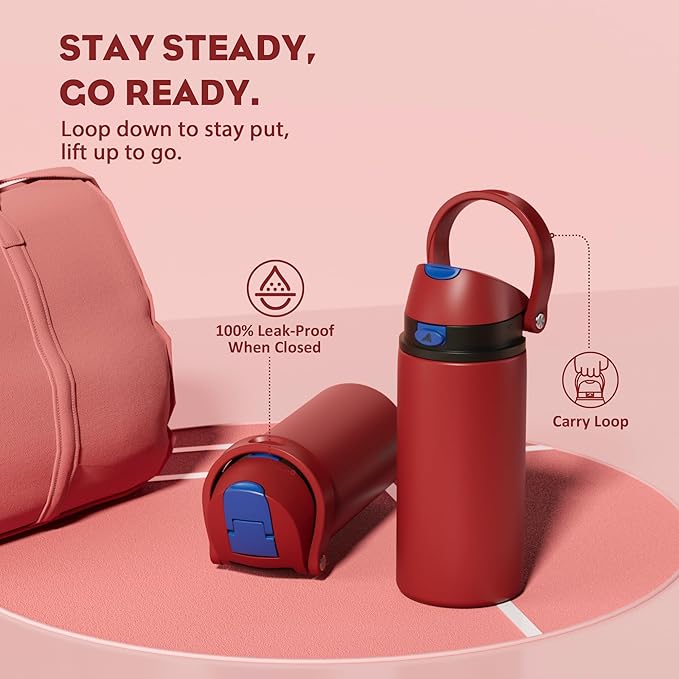 POWCAN 18 oz Steel Water Bottle: 2-in-1 Push-Button Spout & Flip Straw, Leakproof, Cold 24 Hrs, Fits Car Cup Holder, Insulated Water Bottle for Travel, Gym, School, Sports Gift (Midnight Web)