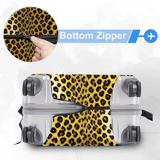 ANNA QUEEN Vintage Leopard Pattern Travel Luggage Cover -Stretchable Airplane Suitcase Protector Sleeve,Universal Washable Fit for 28-30 Inch Checked Baggage,Water Resistant Durable Luggage Protector