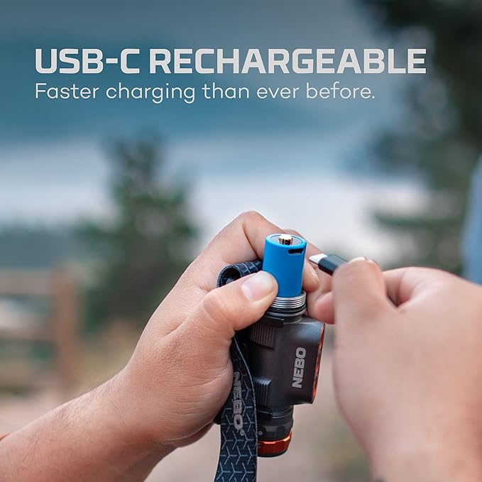 NEBO Transcend 1500 Rechargeable Headlamp | 1,500 Lumens, 5 Light Modes, Detachable Magnetic Work Lamp, Waterproof, Bright LED Head Light for Hiking & Camping, Includes USB Charging Cable