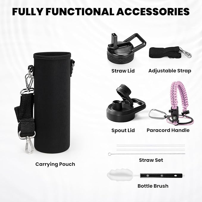 RAYMYLO Insulated Water Bottle 20 oz, Triple Wall Vacuum Stainless Steel (Cold for 24Hrs, Hot for 12Hrs), Leak Proof & Non-BPA, Kids Water Bottle Jug for School with Straw Spout Lids