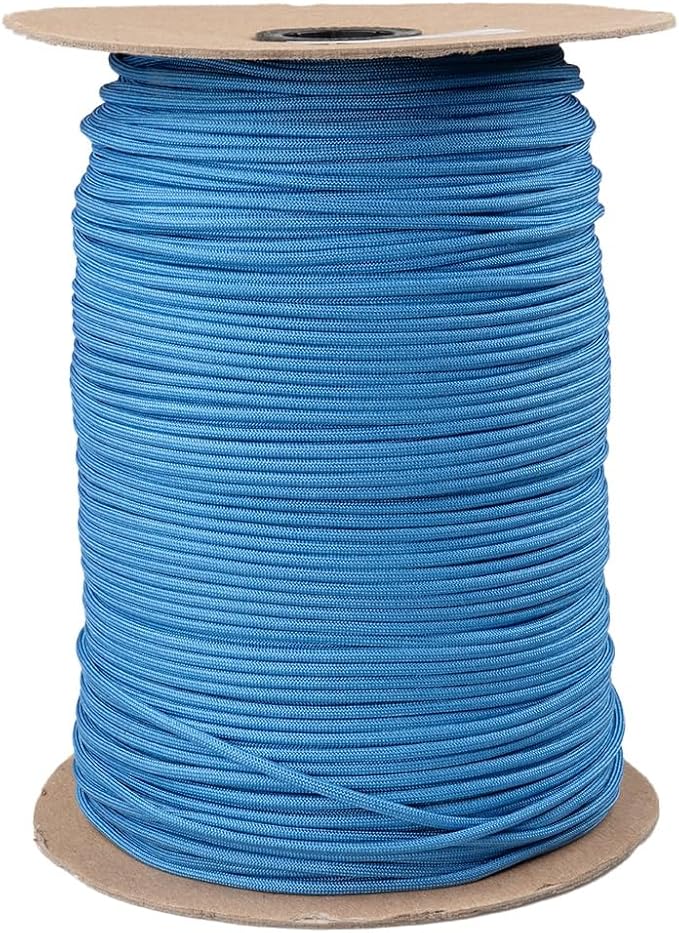 Paracord Planet Solid Color 550lb Paracord – 7 Strand Type III Nylon Cord for Indoor and Outdoor Tasks – Azure (50 ft)