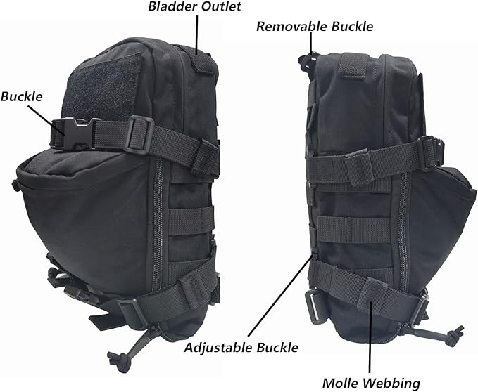 Tactical Hydration Backpack for 2L Hydration Bladder, Lightweight Hydration Backpack MOLLE Water Carrier for 2L Hydration Bladder Reservoir Pack for Hiking Biking Running Climbing
