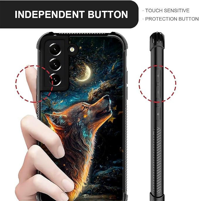 for Samsung Galaxy S21 FE Case, Star Cave Hungry Wolf Pattern Graphic Design Girl Boy Soft Silicone Hard Acrylic Shock Protection for Samsung Galaxy S21 FE