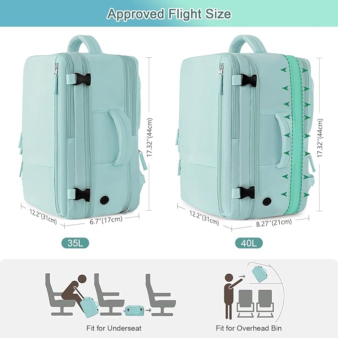 Sinaliy Large Travel Backpack for Women, 40L Carry On Backpack, 17 Inch Laptop Waterproof Backpack, College Bookbag, Backpack for Women, as Person Item Flight Approved