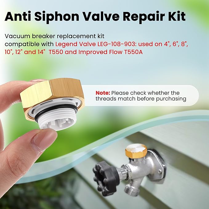 1 Pack Anti Siphon Valve Repair Kit, Vacuum Breaker Fix Set Compatible with Legend Valve LEG-108-903 T550 T550A, Frost Free Faucet Repair Kit for Outside Faucet Fix