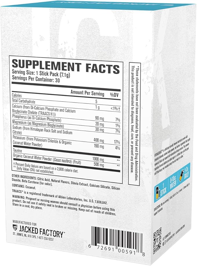 Jacked Factory Hydrasurge Electrolytes Powder Packets - Sugar Free & Naturally Sweetened Hydration Packets - Keto & Vegan Friendly, Easily Dissolves - 30 Stick Packs, Lemonade
