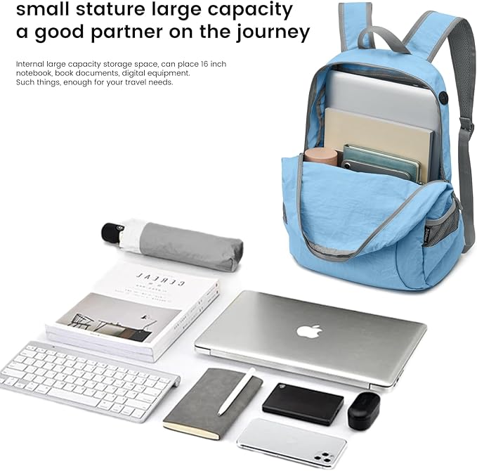 G4Free 20L Lightweight Packable Backpack Travel Hiking Daypack Foldable Backpack for Men Women(Light Blue)