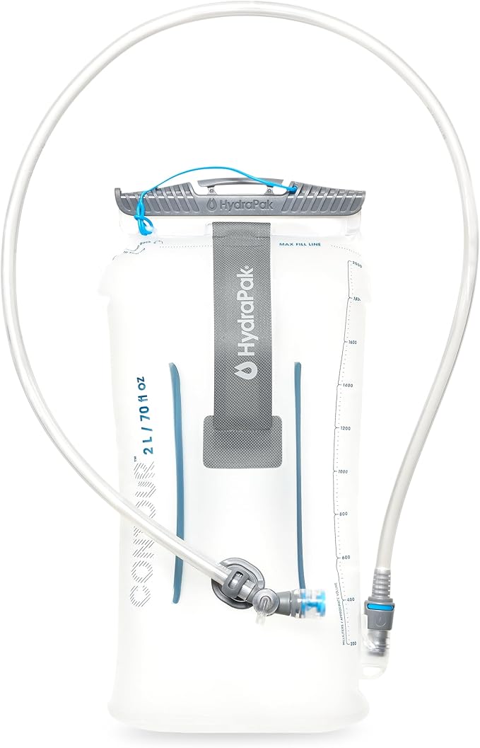 HydraPak Water Reservoir (1.5L, 2L, 3L) - Hydration Bladder Fits Most Backpacks – High-Flow Bite Valve, Leak Proof, Fully Reversible, and Dishwasher Safe