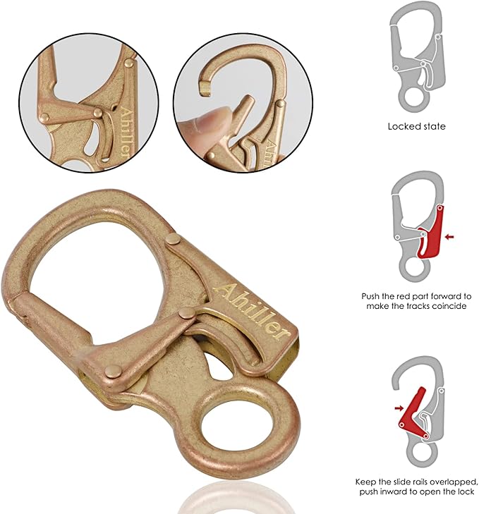 Ahiller Carabiner Clip, Double Anti-Misopening Locking Design, 3" Zinc Alloy Heavy Keychain for Outdoor Camping Hiking, Key Ring Clip