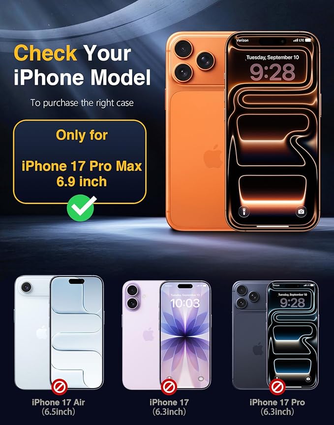 Lanhiem Magnetic for iPhone 17 Pro Max Case Waterproof, Built in Screen Protector & Camera Protection, [Compatible with MagSafe] Full Body Dustproof Heavy Duty Rugged Phone Case 6.9'' (Blue)