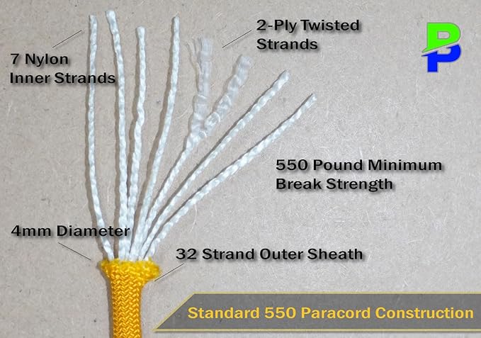 BORED? PARACORD! 550 lb Paracord – Ideal for Crafting, DIY Projects, Camping, Military & Active Outdoors – 300+ Colors – Tactical Parachute Cord Type III – Strong - Orange Diamonds 50 Feet