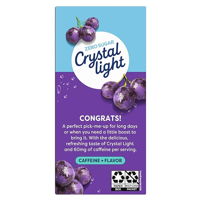 Crystal Light On The Go Energy Grape - Caffeine Energy Releasing, 10-Packet Boxes (Pack of 6)
