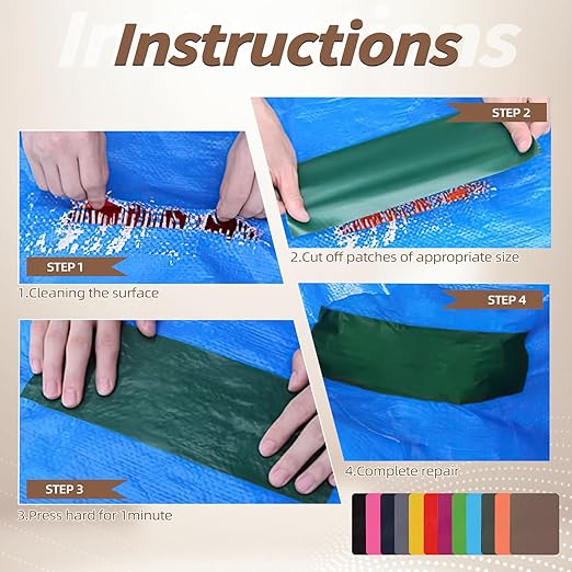 Waterproof Fabric Repair Patch, 9×11Inch 2 Pcs Self-Adhesive Fabric Repair Kit,PVC Repair Patch, for Tent, Canvas, Canopy,RV Awning Repair,Car Seats(Purple)