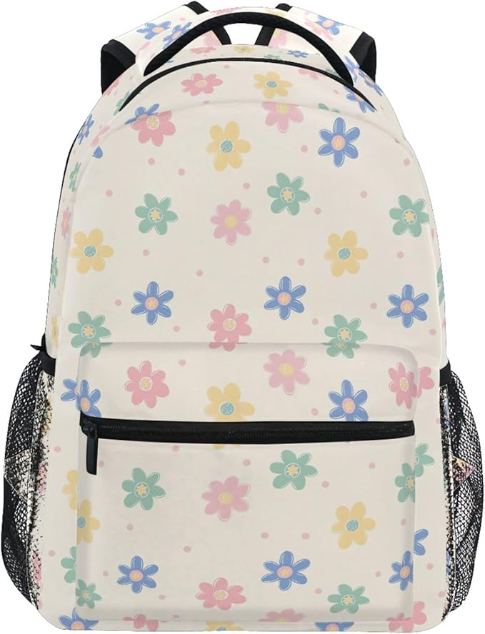 Wamika Daisy Flowers Kids Backpack Floral Orange Chamomile School Backpacks Boys Girls Preschool Book Bag