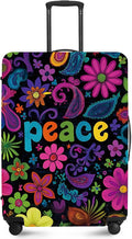 ANNA QUEEN Peace Flowers Travel Luggage Cover -Spring Stretchable Airplane Suitcase Protector Sleeve,Universal Washable Fit for 32-34 Inch Checked Baggage,Water Resistant Durable Luggage Protector