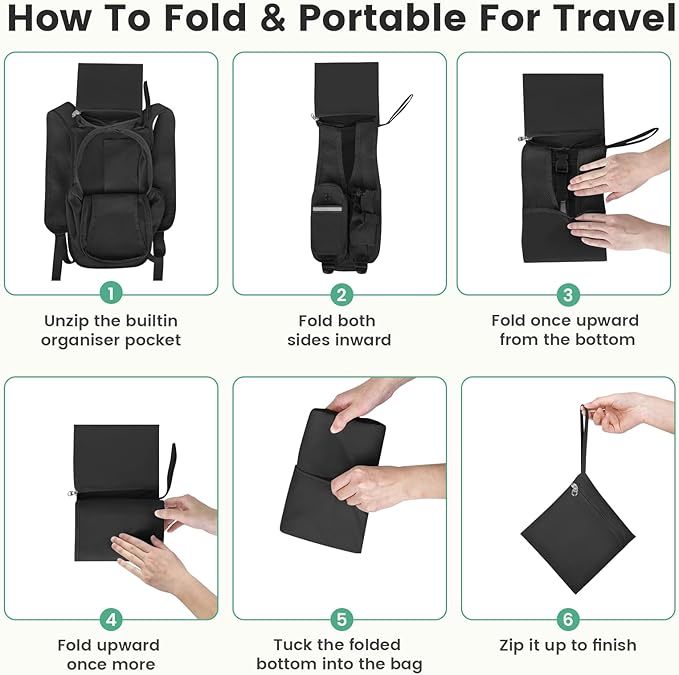 Small Hiking Backpack 15L- Lightweight Packable Foldable Backpack for Travel Camping Outdoor Commute, Compact Rucksack for Women Men(Black)