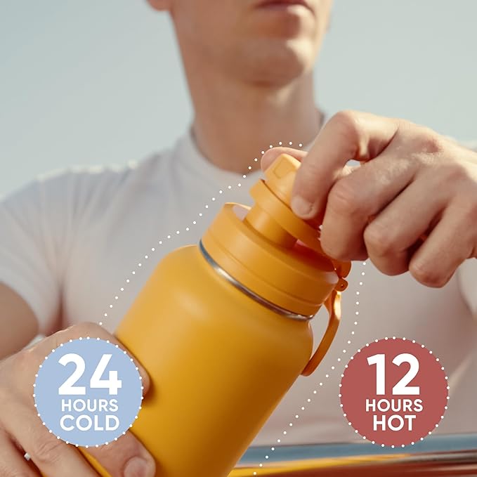 Hydrapeak 40oz Sport Insulated Water Bottle with Straw & Chug Lid, Leak & Spill Proof, Keeps Drinks Cold for 24 Hours, Hot for 12 Hours, Premium Stainless Steel Water Bottles (40oz, Sage Leaf)
