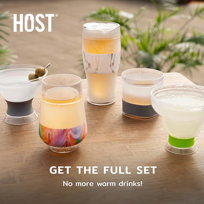 Host FREEZE Beer Glasses, Frozen Brew Mugs, Freezable Pint Glass Set, Insulated Beer Glass to Keep Your Drinks Cold, Double Walled Insulated Glasses, Gift for Dad, 16oz, Set of 2, Crimson Red