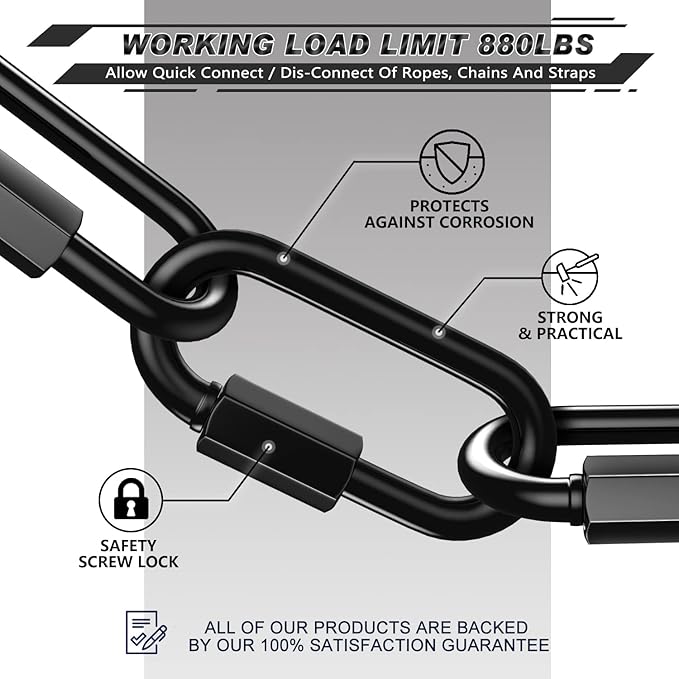 AUTMATCH Carabiner Clips, 3" Spring Snap Hook Caribeener Clips Buckle Heavy Duty Locking Carabiners Chain Quick Links, 4 Pack