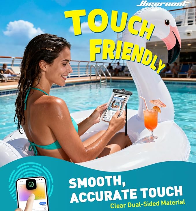 Hiearcool Waterproof Phone Pouch, Waterproof Phone Case with Crossbody Lanyard Compatible for iPhone 17 16 15 14 13 Pro Max Up to 8.3", Cellphone Dry Bag Travel Essentials for Beach -Clear-2Pack
