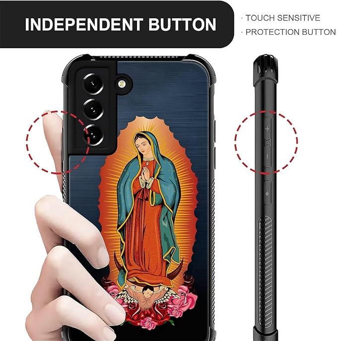 for Samsung Galaxy S22 Plus Case, Red Virgen Guadalupe Pattern Graphic Design Girl Boy Soft Silicone Hard Acrylic Shock Protection for Samsung Galaxy S22 Plus