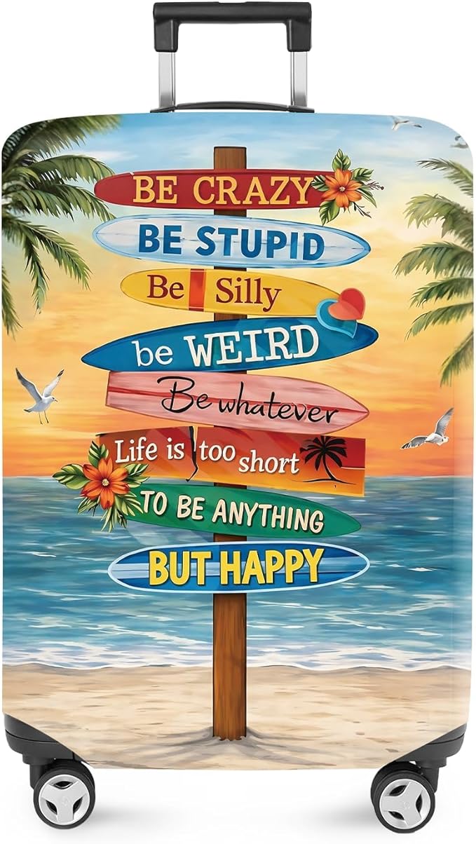 ANNA QUEEN Beach Quote Luggage Cover, Inspirational Summer Travel Suitcase Protector for 28-30 Inch Bags