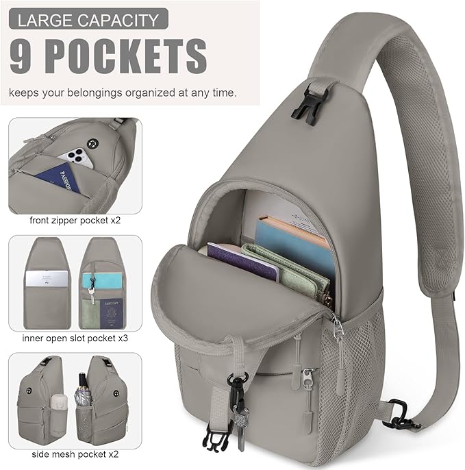 Pritent Crossbody Bags for Women Men Trendy Sling Bag Backpack Casual Chest Bag with Convertible Shoulder Strap