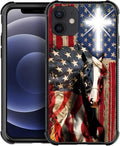 for iPhone 12 Mini Case, Red American Flag Horse Cross Pattern Made of Soft Silicone Hard Acrylic Shock Protection for iPhone 12 Mini
