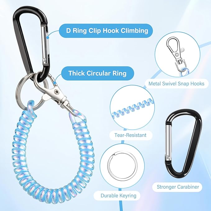 takyu 2PCS Phone Lanyard Tether with 4*Patch and 1*Carabiner for Travel Outdoor Hiking Cycling Climbing Skiing Compatible for iPhone Most Smartphones - Purple Blue