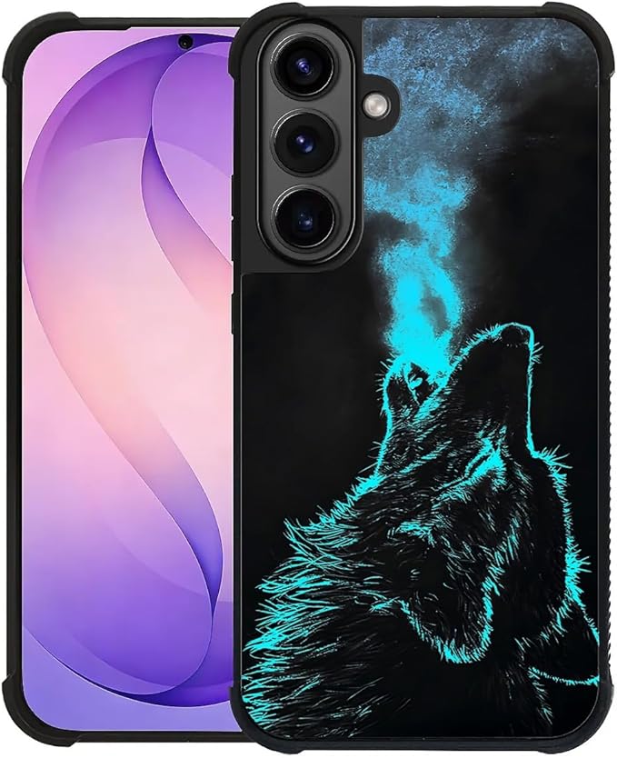 for Samsung Galaxy S26 Plus Case,Graphic Design for Girl Boy Soft Silicone Hard Acrylic Shock Protection Designed for Samsung Galaxy S26 Plus Blue Breathing Wolf Pattern