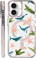 Case for iPhone 16,[Compatible with MagSafe],Sealife Whale Ocean Wildlife Clear Phone Case Design，for Women Girls Magnetic Clear Cover - Slim, Sleek, & Shockproof Protection