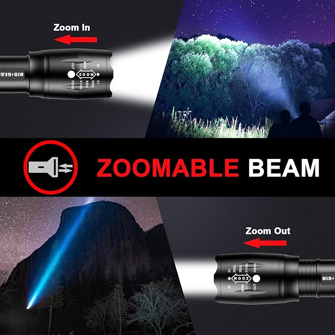 1 Mode Flashlights 2 Pack, Super Bright Zoomable LED Tactical Flashlight High Lumens, Water Resistant Portable Pocket Flash Light for Emergency, Camping, Home, and Gift - Turquoise