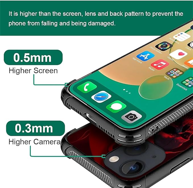 for iPhone 14 Plus Case, Gestures Funny Skull Pattern Graphic Design Girl Boy Soft Silicone Hard Acrylic Shock Protection for iPhone 14 Plus